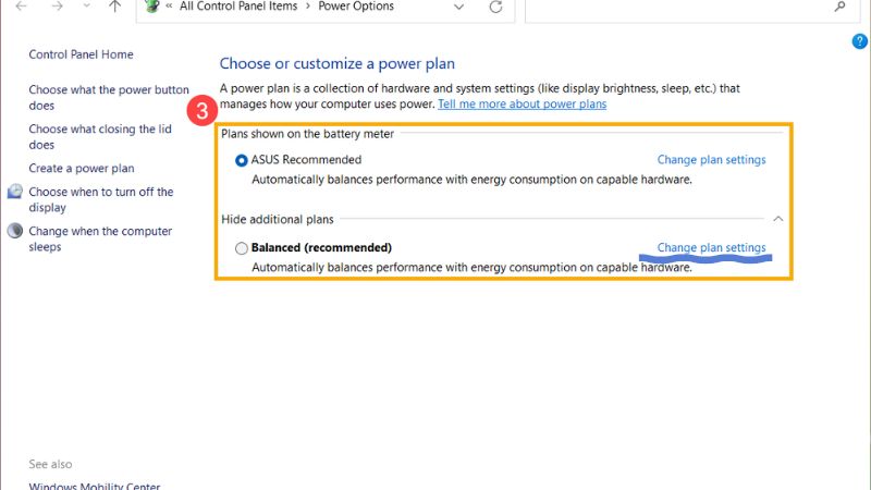 Cara setting power plan Windows - Pilih Power Plan